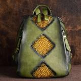 Leather vintage ethnic backpack