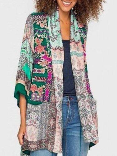 Plus Size Long Sleeve Statement Printed Outerwear