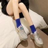 Sportive Contrast Color Transparent Sole Platform Shoes Sneakers
