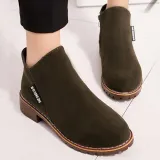 Green Slip-On Women's Suede Ankle Boots