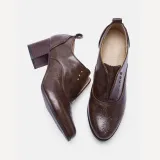 Vintage Slip On Booties Chunky Heel Pu Boots