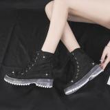 Euramerican Breathable Lace-Up Pure Color Ankle Boots