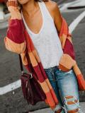 Fashion Color Block Long Sleeve Stripes Cardigans
