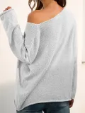 Long Sleeve V Neck Plain Casual Sweaters