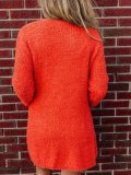 Pure Color Plush Cardigan Long - Sleeved Jacket