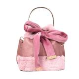 Portable Bow Girls Ladies Small Bag Plush Shoulder Bucket Bag