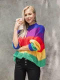Multicolor Sweet Knitted Ombre/tie-Dye Sweater