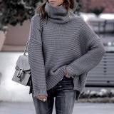 Casual Knit High Collar Long Sleeve Sweater
