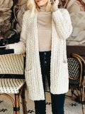 Acrylic Solid Long Sleeve Pockets Cardigans