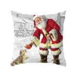 Christmas Pillow Case Deer Snowman Pattern Pillow Cover Cotton Linen