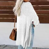 Casual Side Slit Soft Long Sleeve Midi Sweater Cardigan