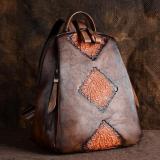 Leather vintage ethnic backpack