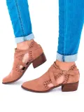 Scalloped Booties Low Heel Hollow-out Buckle Strap Boots