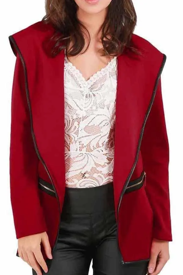 Lapel Plain Long Sleeve Blazer