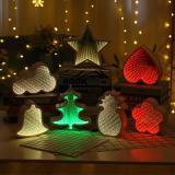 3D effect LED tunnel bell Christmas tree five-pointed star love shape with New Year Christmas decoration