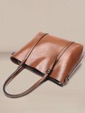 Women Oil Leather Tote Casual Front Pockets Crossbody Bags Handbags