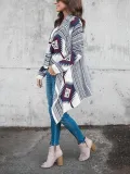 Long-Sleeved Irregular Printed Cardigan