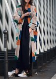 Fashion Turndown   Collar Printed Long Sleeve coat