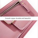 Women Solid Multi-function Phone Crossbody Bag 3 Card Slot Wallet Coin Purse