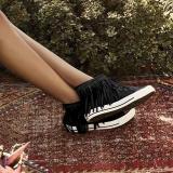 White Cloth Winter Tassel Flats