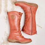 Women's casual lace-up zipper boots