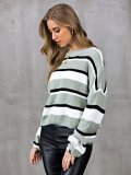 0 Casual Color-Block Striped Sweaters