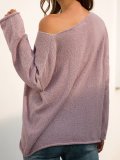 Long Sleeve V Neck Plain Casual Sweaters