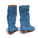 Women Denim Booties Casual Plus Size Shoes