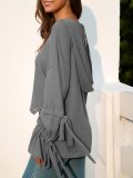 Knitted Casual Bell Sleeve Solid Hooded Sweaters
