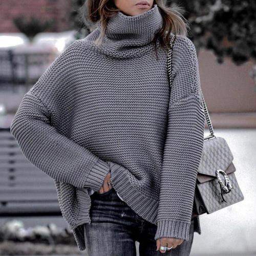 Casual Knit High Collar Long Sleeve Sweater