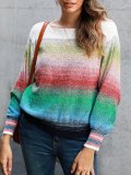 Color-Block Casual Ombre/tie-Dye Shift Sweater
