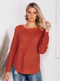 Long Sleeve Crew Neck Solid Sweaters