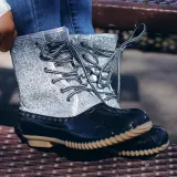 Women Casual Lace-Up Sparkling Glitter Pu Boots