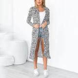 European And American Style Leopard Print A Lapel  Street Snap Cardigan