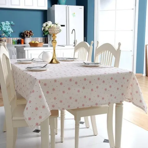 Linen Cotton Christmas Red Snowflakes Washable Tablecloth