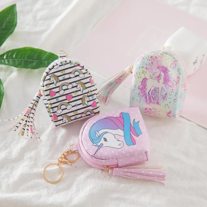 Fashion Cartoon Cute Unicorn Coin Purse Key Bag Data Cable Storage Bag