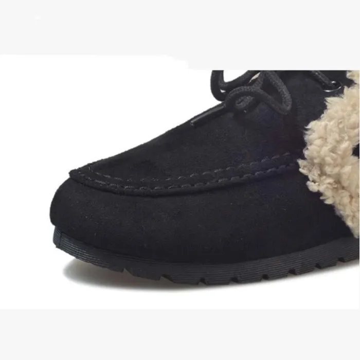 Women Warm Snow Booties Flat Heel Winter Slip On Boots