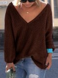 Fashion V-Neck Solid Color Sweater
