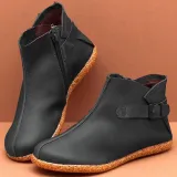 Women Casual Comfy Round Toe Zipper Pu Ankle Boots