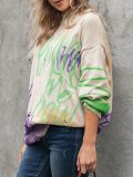 Long Sleeve Shift Color-Block Crew Neck Sweater