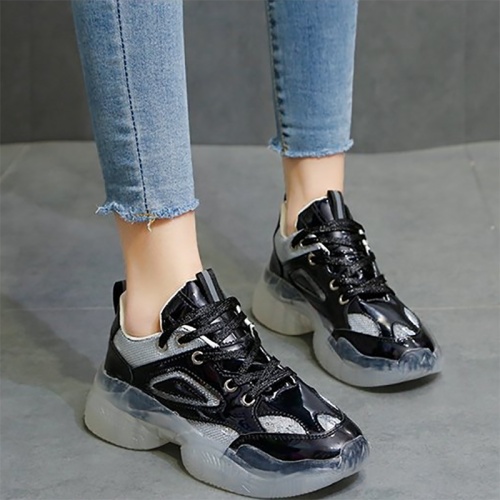 Women's European And American Fashion Sequins Color Matching Platform Sneakers