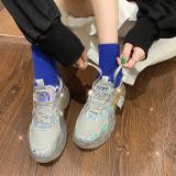 Sportive Contrast Color Transparent Sole Platform Shoes Sneakers