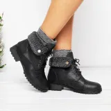 Women Warm Martin Booties Casual Comfort Plus Size Lace Up Shoes