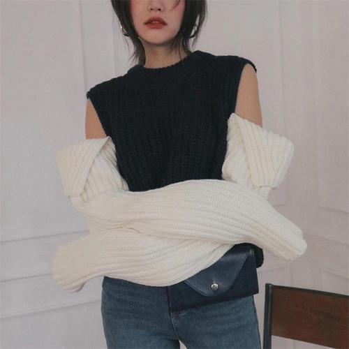Fashion Color Block Patchwork Sweater
