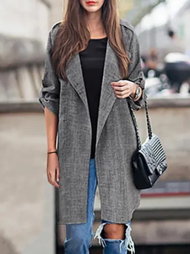 Mid-Length Cardigan Casual Suit Trench Outerwear