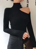 Vintage Pure Colour Off-Shoulder Halter Knitwear