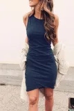 Crew Neck  Plain  Sleeveless Bodycon Dresses