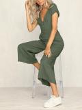 Casual Button Short Sleeve Jumpsuit