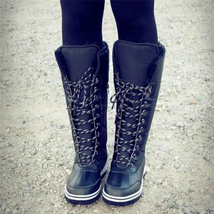 Women Winter Comfy Lace Up Mid-Calf Boots