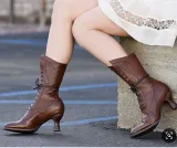 Brown Low Heel Ruched All Season Boots
